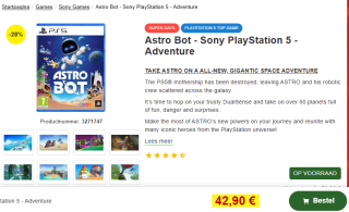 Astro Bot voor ¤42,90 bij Proshop