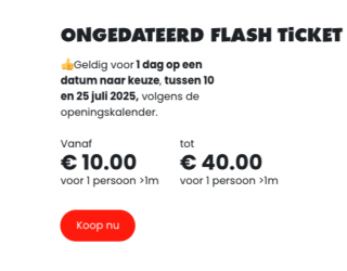 Flashticket Walibi Belgie voor 10 euro een ticket