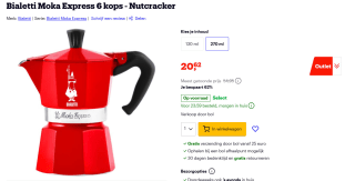 Moka koffiepot Bialetti Moka Express Red 6 cups voor €20,62 bij Bol