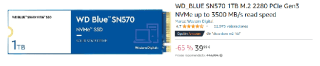 Disco duro WD_BLUE SN570 1TB M.2 2280 PCIe Gen3 NVMe por 39,99€