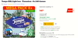 Tempo XXL Light box - Tissuebox - 8 x 140 tissues voor €14,35 bij Bol.com