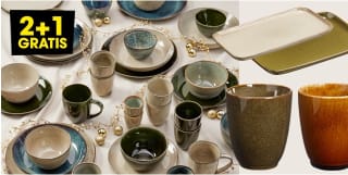 2+1 gratis op servies Barcelona en Glaze bij Kwantum