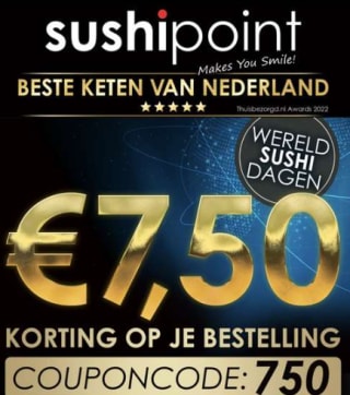 €7,50 korting bij Sushi Point tijdens de wereld sushi dagen