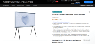 TV QLED 43" Samsung The Serif TQ43LS01BHUXXC, UHD 4K, Quantum Processor 4K por 390,15€