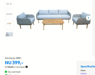 Haluta – Loungeset Frejus – 5 persoons – Houtlook voor €399 bij Timco Voordeelmarkt