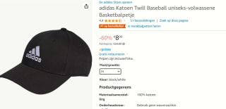 Adidas Baseball Cap zwart voor €8 bij Amazon