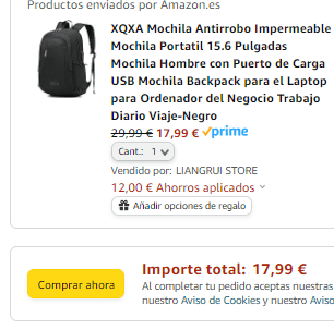 Mochila Antirrobo Impermeable por 17,99€