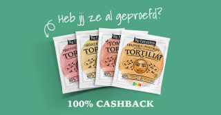 100% cashback op groentetortilla's van No Fairytales via Hashting