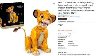 LEGO Disney - Young Simba the Lion King 43247 voor €80,69 bij Amazon