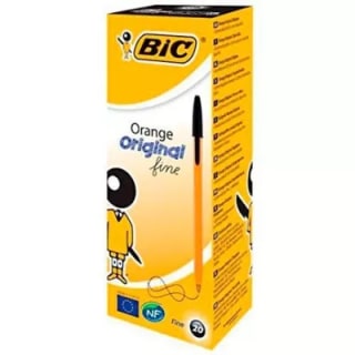 Caja de 20ud Bic naranja bolígrafo original fine por 4,56€ negro/azul