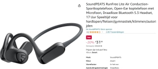 SoundPEATS RunFree Lite Air Conduction-Sportkoptelefoon voor €31,99 bij Amazon