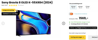 Sony Bravia 8 K55XR84PAEP OLED 4K TV (2024) voor €1.569 bij Hellotv