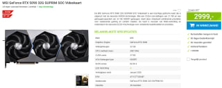 MSI GeForce RTX 5090 32G SUPRIM SOC voor €2.999 bij Megekko