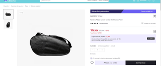 Paletero adidas Carbon Control Black Pádel por 15.35€ (Cuenta Nueva 9.21€)