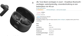 JBL Tune Beam - True Wireless NC Earbuds voor €77,95 bij Amazon