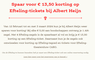 €13,50 korting op je tickets dmv de Albert Heijn spaaractie