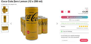 Coca Cola zero lemon 12x 250ml voor €4,95 bij Frisland