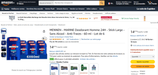 Lot de 6 Déodorants Homme 24H Mennen - Marine, Stick Large à , 14,67€Sans Alcool, Anti-Traces, 60 ml