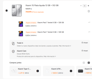 Xiaomi 15 de 12GB/512GB + 2 Tablets Xiaomi Pad 7 de 8GB/128GB por 759,99€