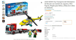 LEGO 60343 City Transporte del Helicóptero de Rescate con Camión de Juguete y Mini Figuras por 17,95€