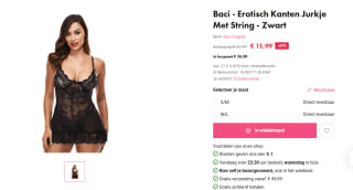Baci Zwarte Mini Chemise voor €15,99 bij Easy Toys