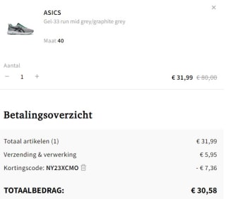 Asics GEL-33 RUN hardloopschoenen mid grey voor €24,63 dm code bij Otrium