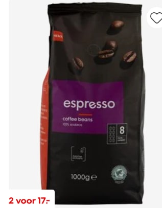 2 Kilo koffiebonen voor €17 bij de Hema