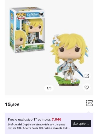 Funko Pop! Asia Games: Genshin Impact Lumine por 7,84€.