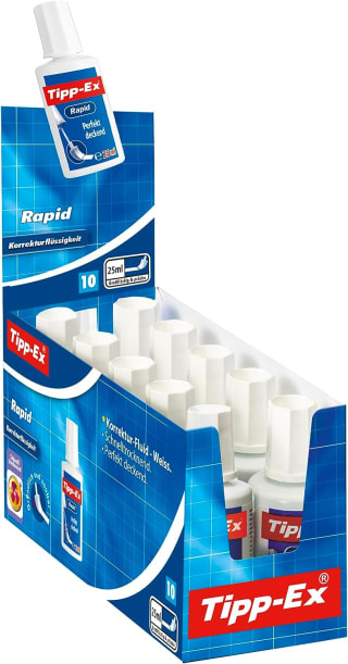 Tipp-Ex Rapid Fluid Corrector Líquido de boligrafos, 20 ml, Paquete de 10 Correctores por 5,30€