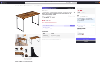 Mesa de Ordenador Estrecha Escritorio 120 cm x 60 cm por solo 44,99€ (Nuevos usuarios 26,99€)