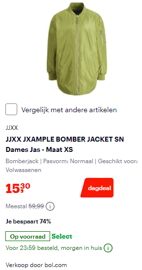 Tot 75% korting op jassen voor volwassenen bij Bol.com