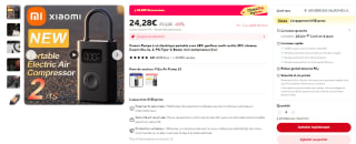 Gonfleur à pompe électrique portable Xiaomi Mijia Air Compressor à 24,28€