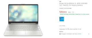 Ordenador Portátil HP 15s-fq5081ns, i5, 16GB, 512GB SSD, 15,6", FreeDOS por 528.98€