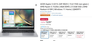 Acer Aspire3 A315-24P-R02V laptop voor €329 bij Amazon
