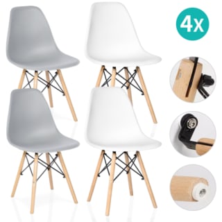 Pack 4 sillas cocina y comedor estilo Nórdico y piernas de madera por 63,99€