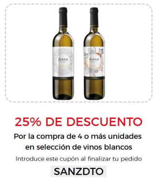 25% dto Por la compra de 4 o más unidades en selección de vinos blancos desde ECI