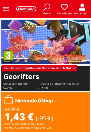 Georifters Nintendo Switch por 1,43€.