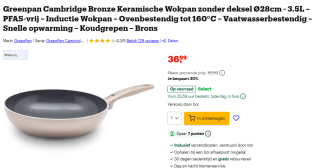 Cambridge Bronze Wokpan 28cm voor €36,99 bij Bol