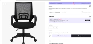 Silla Oficina de Malla Altura Ajustable Ergonómica Giratoria por 29,90€ (cuenta nueva por 17,94€)