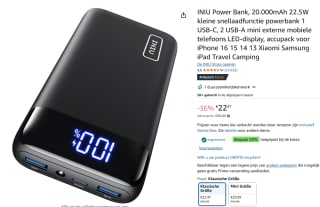 INIU Power Bank, 20.000mAh 22.5W voor €11,42 dmv code bij Amazon