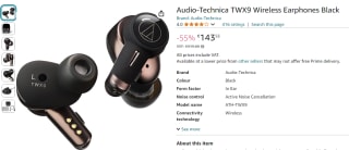 Audio-Technica ATH-TWX9 earbuds voor €143,55 bij Amazon