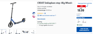 CRIVIT Inklapbare step "Big Wheel" voor €19,99 bij Lidl