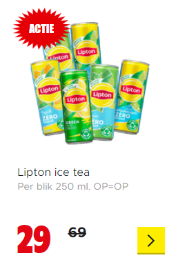 Lipton ice tea Per blik 250 ml. voor € 0,29 bij Dirk