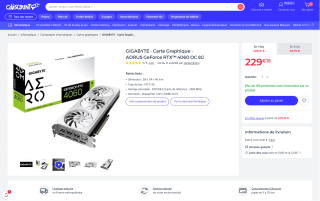 Tarjeta gráfica Gigabyte Aorus GeForce RTX 4060 OC 8G por 229,15€