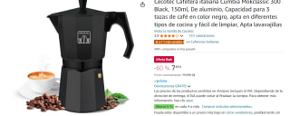 Cecotec Cafetera Italiana Moklassic 300 Black de 3 Tazas por 7.89€