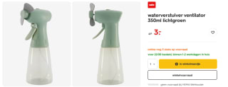 Waterverstuiver Ventilator (350ml) op batterijen voor €3 bij de Hema