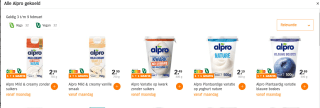Alle Alpro uit de koeling 1+1 gratis bij de AH