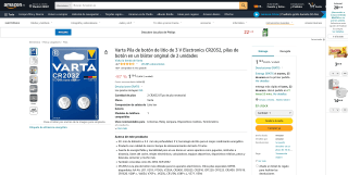 Varta Pila de botón de litio de 3V 2 unidades por 1,19€