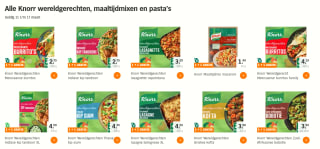 1+1 gratis op alle Knorr wereldgerechten, maaltijdmixen en pasta's bij de AH