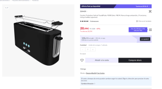 Tostadora Vertical Toast&Taste 10000 Extra. 980 W, marca Cecotec por 14,69€